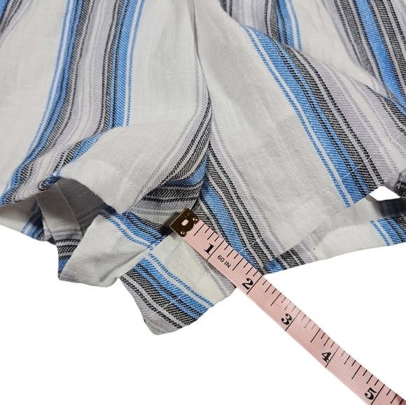 Vacate The Label Viscose Blend Linen Style Short, White/Blue Striped, Small - Picture 12 of 12